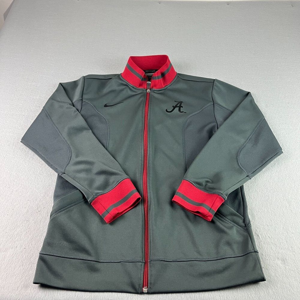 Alabama Crimson Tide Nike Jacket Mens S Gray Red Full Zip Dri-Fit Performance